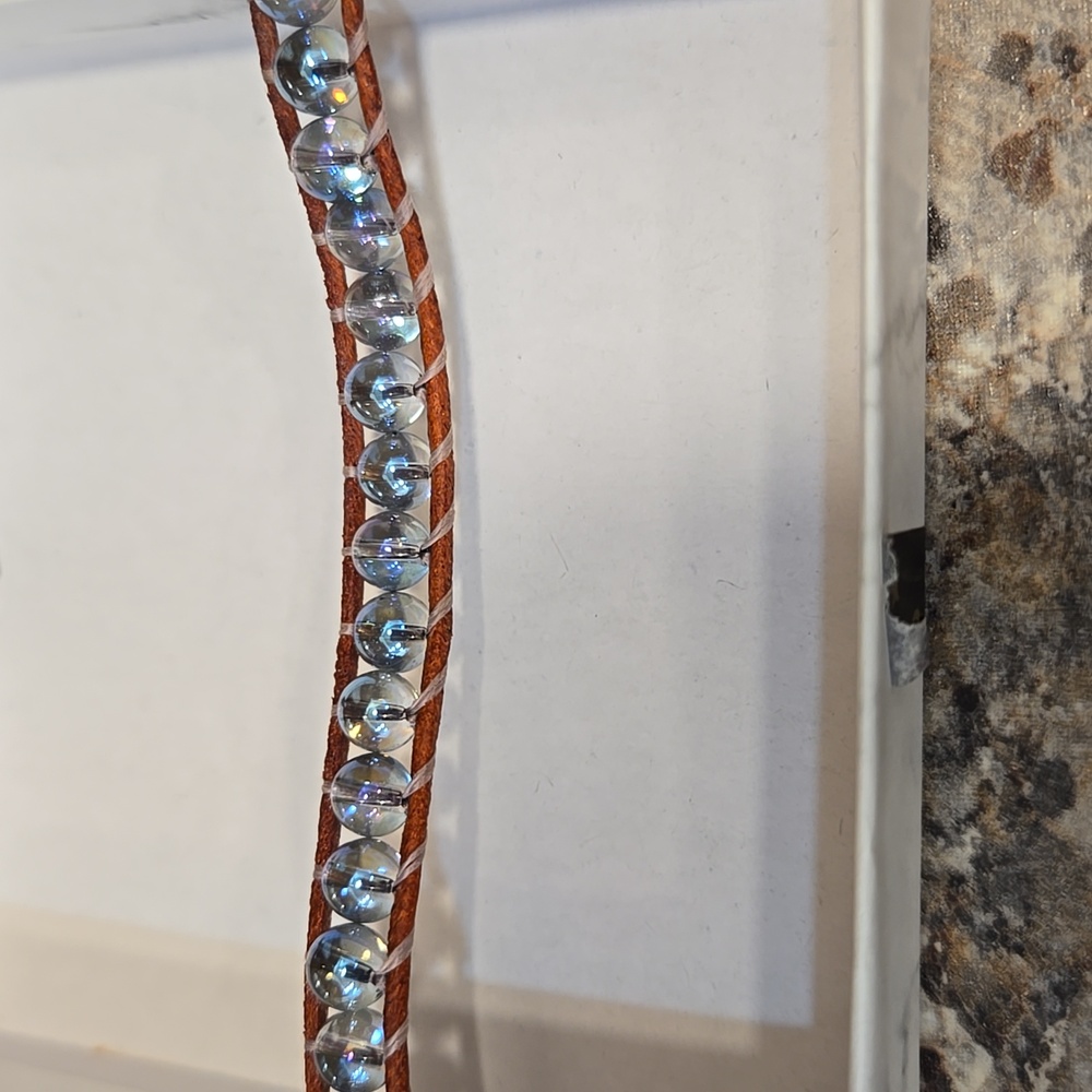 Handmade Blue Iridescent Bead Bracelet
